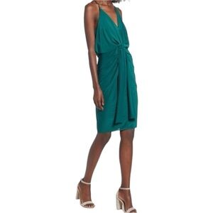 MISA Green Domino Dress Draped Knee Length Women Party Cocktail NWT X Small